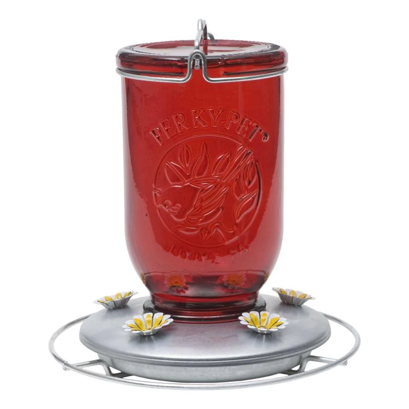 Glass Mason Jar Hummingbird Feeder 786