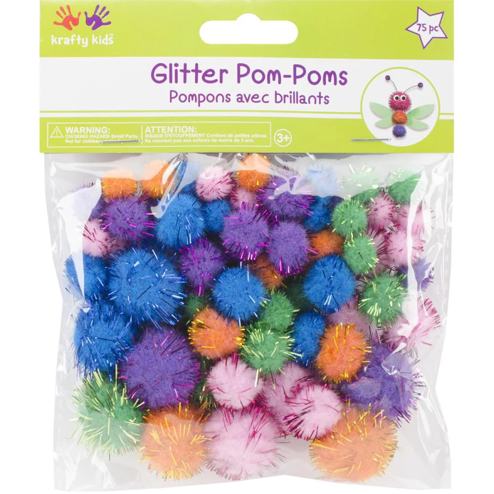 Glitter Pom-Poms Variety Pack 75-Count KC216