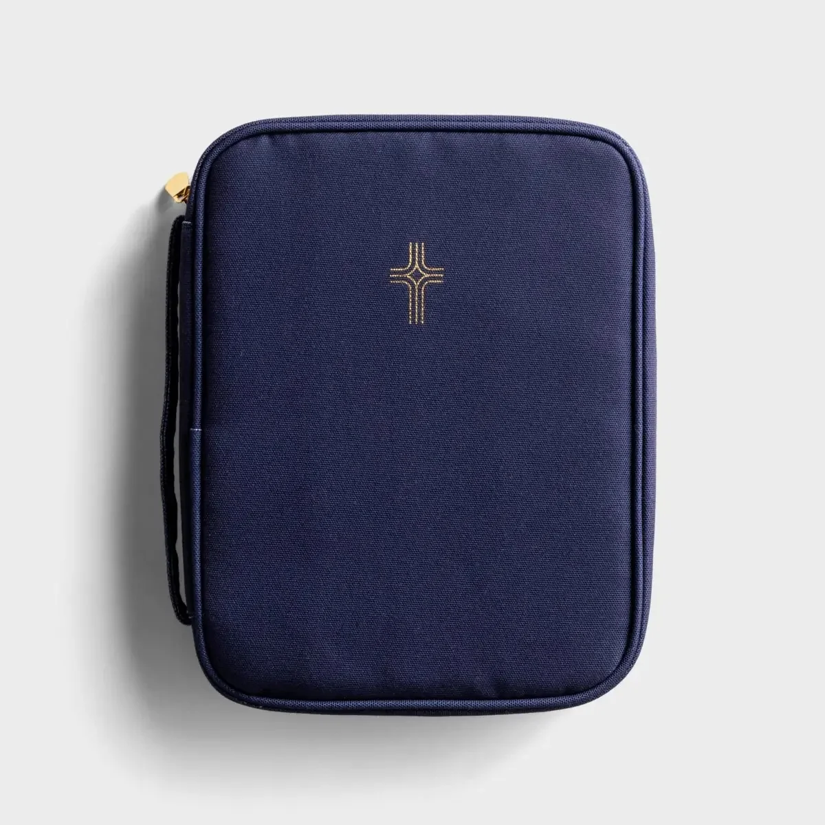 Gold Cross- Navy Canvas Bible Cover J7418