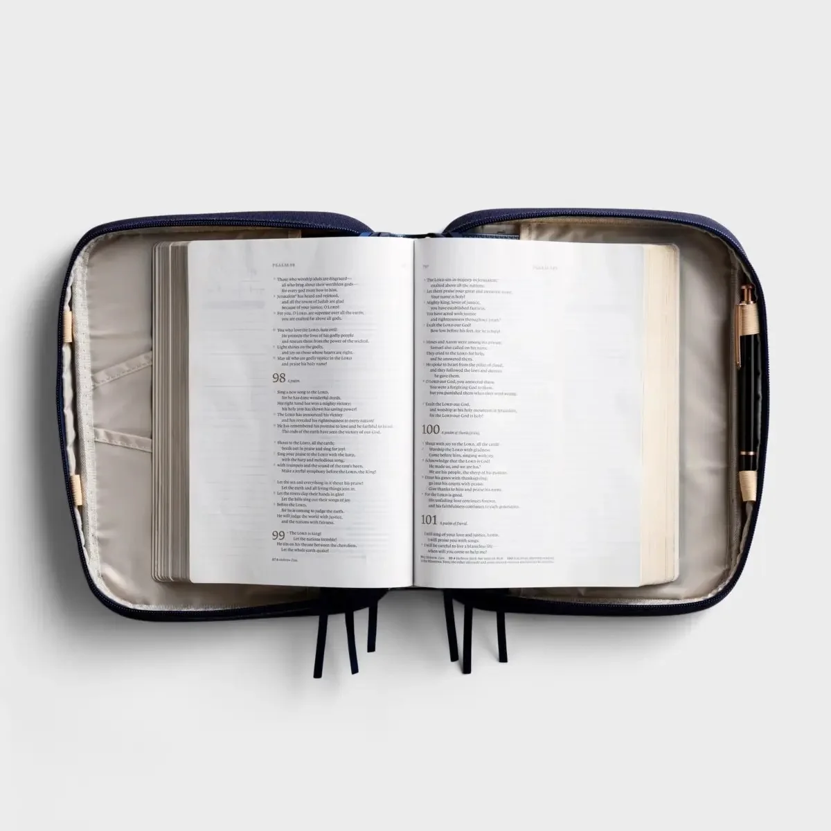 Gold Cross- Navy Canvas Bible Cover J7418 - Image 3