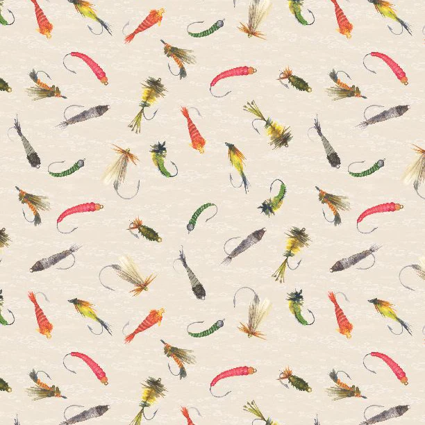 Gone Fishing Collection Fishing Lures Cotton Fabric 21764