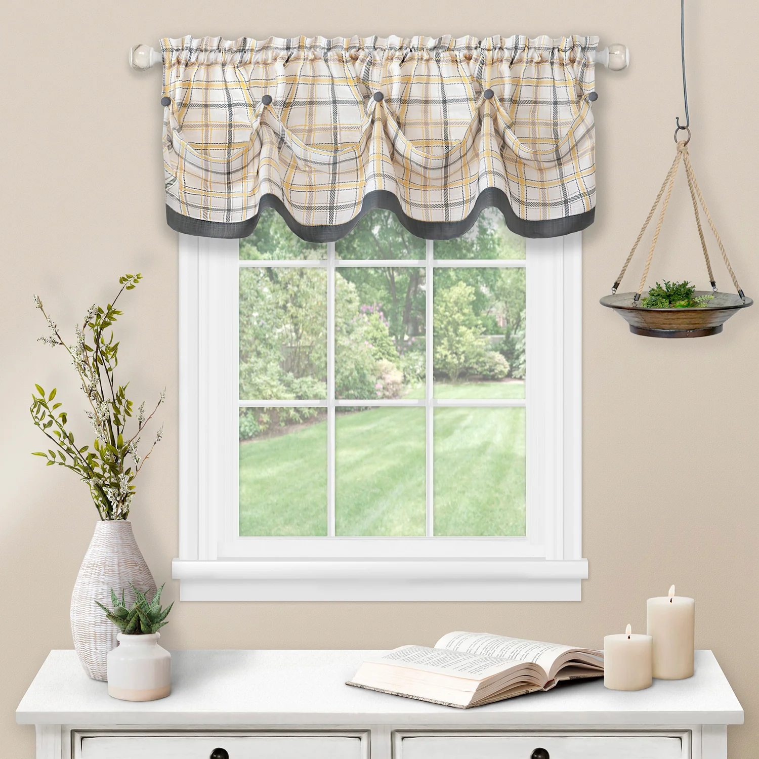 Gray Tattersall Curtains 1724