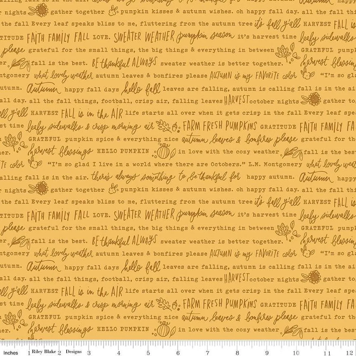 Happy Fall Days Collection Autumn Words Cotton Fabric C16342