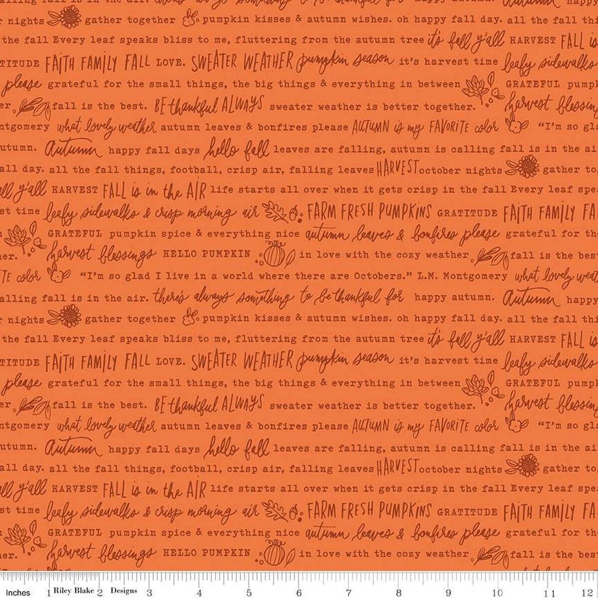 Happy Fall Days Collection Autumn Words Cotton Fabric C16342 - Image 3