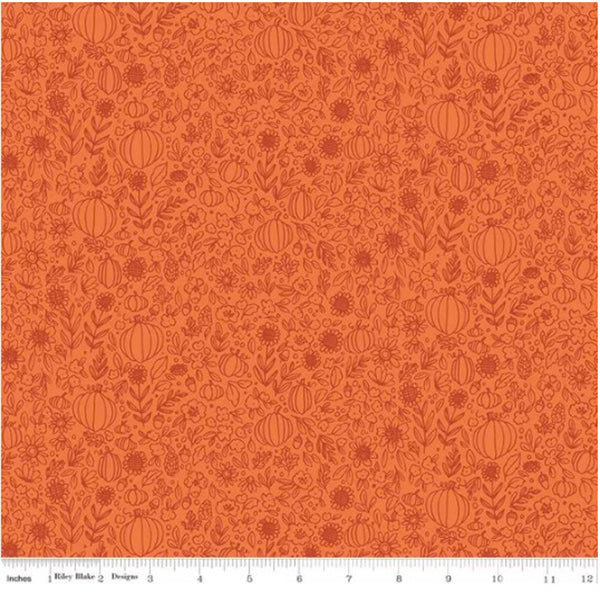 Happy Fall Days Collection Floral Outline Cotton Fabric C16344