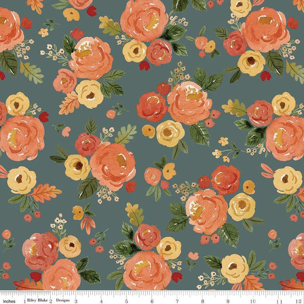 Happy Fall Days Collection Flowers and Leaves Cotton Fabric C16340 - Image 2