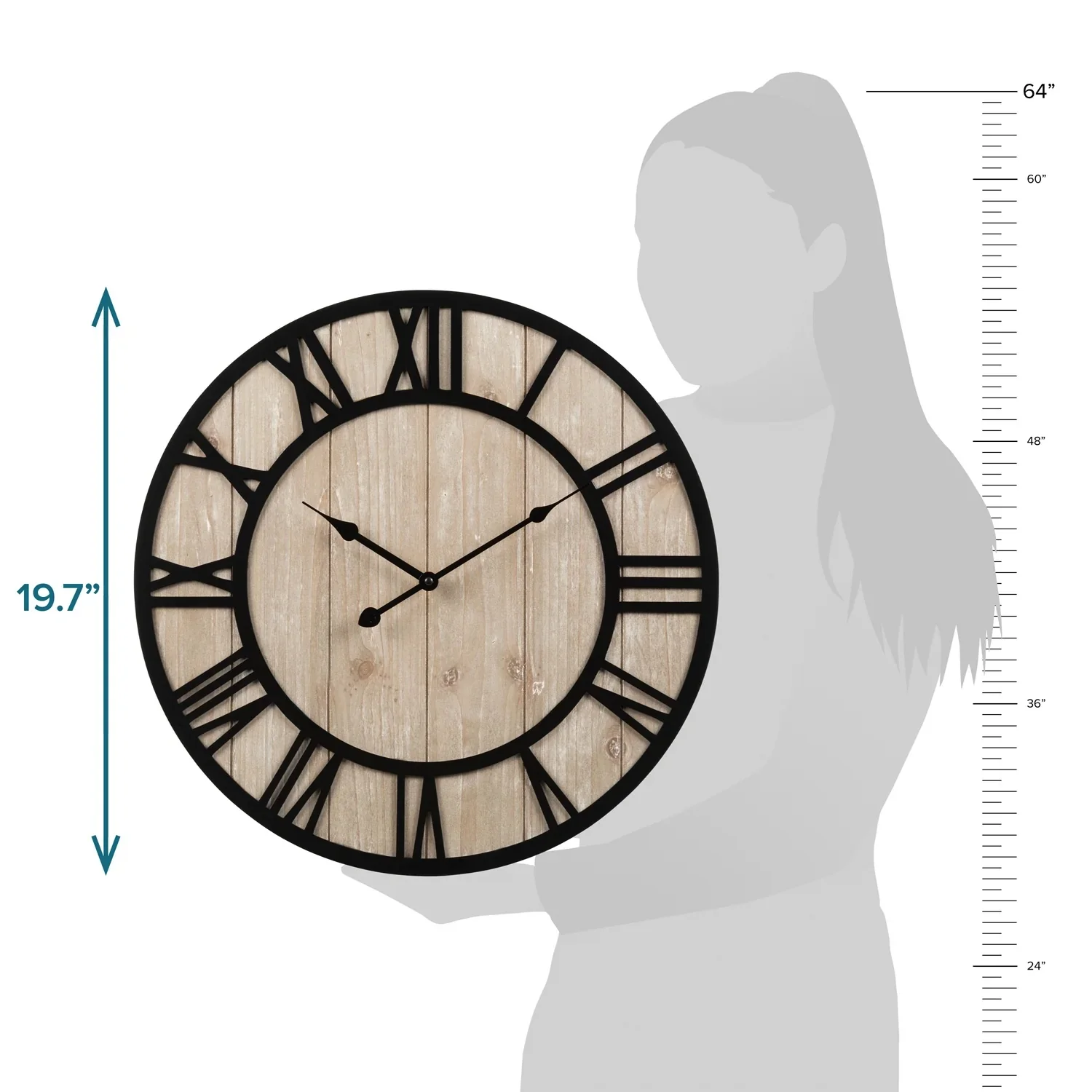 Harper Wood Wall Clock 404-3450A - Image 3