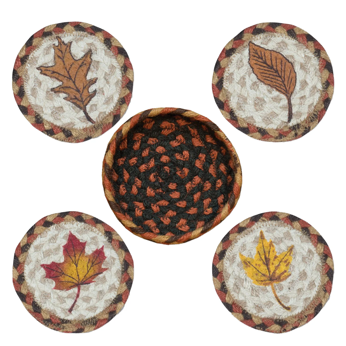Harvest Leaf Braided Jute Coasters Set of 4 CNB-222