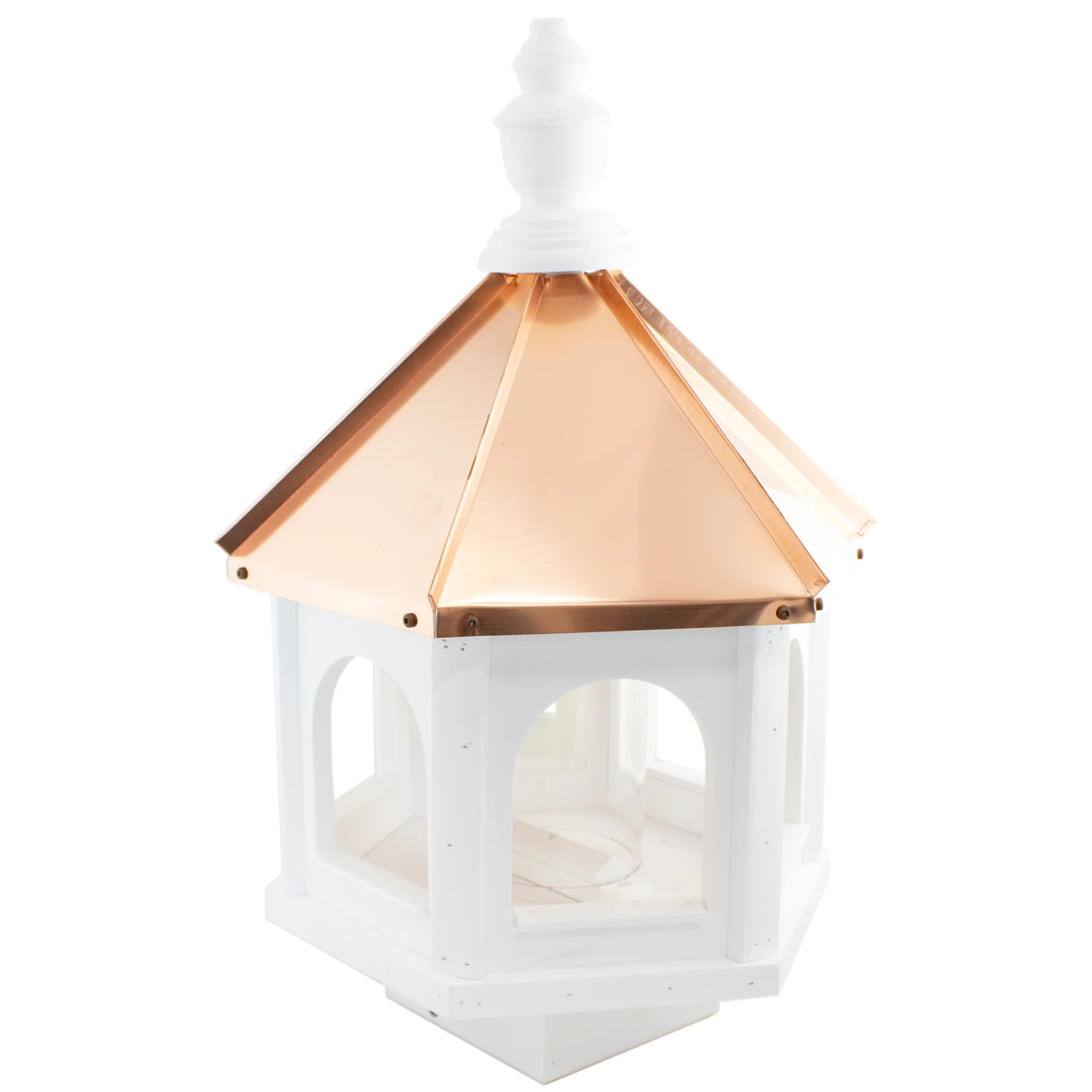 Hexagon Bird Feeder with Copper Roof