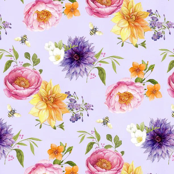 In Bloom Collection Medium Floral Cotton Fabric 33882