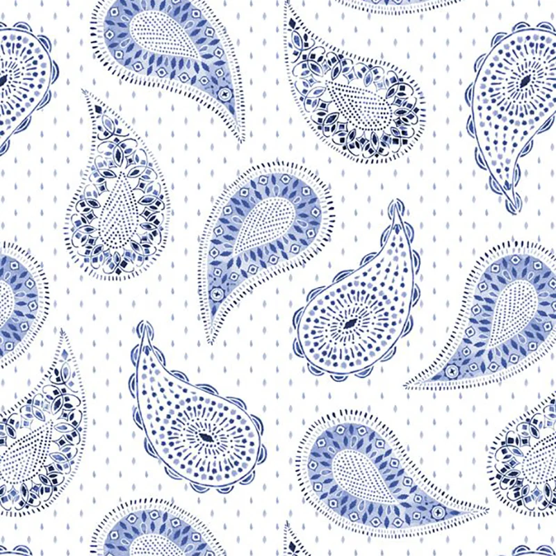 Indigo Splash Collection Paisley and Dots Cotton Fabric 15712