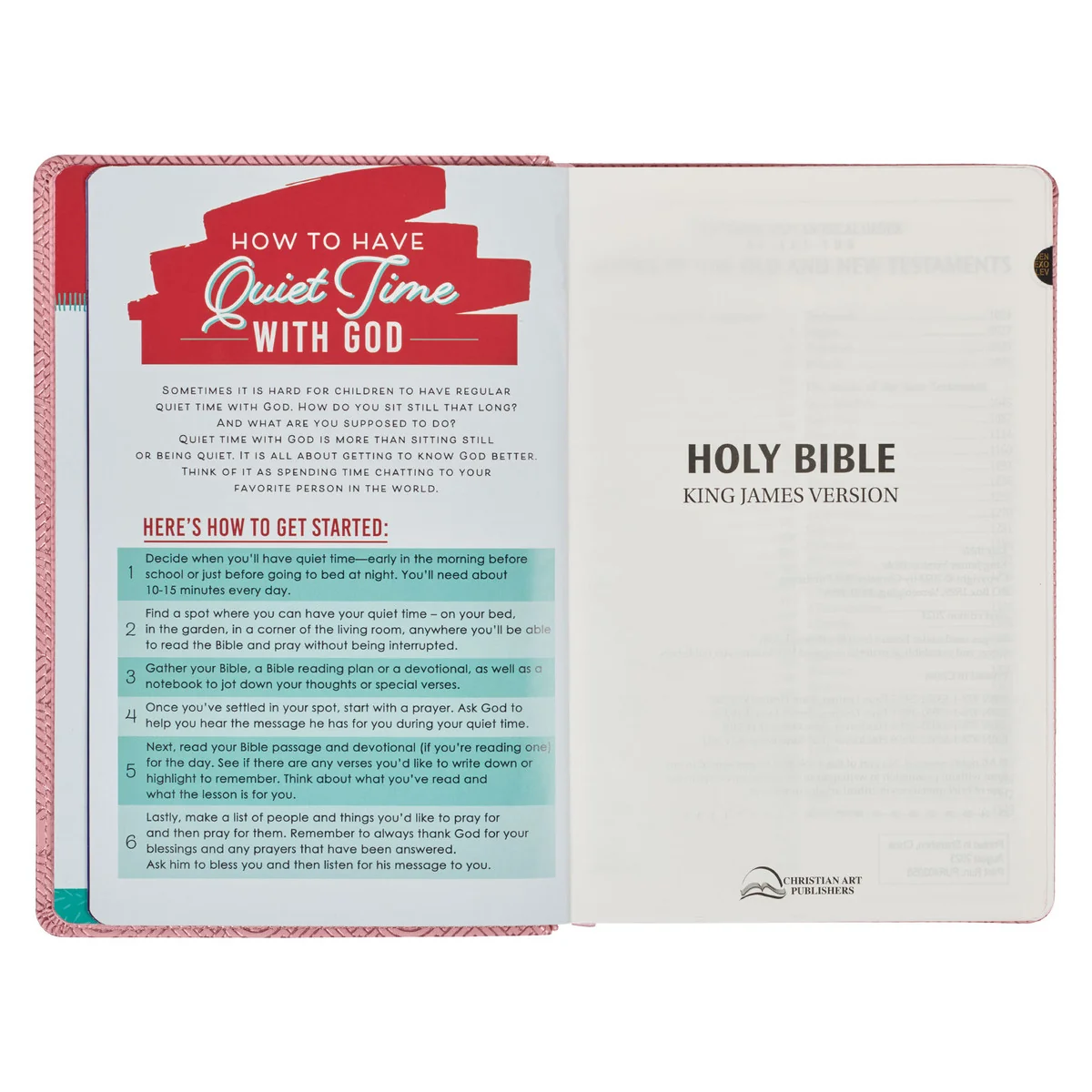 KJV Blossom Pink Heart Faux Leather Children's Bible KJV238 - Image 10