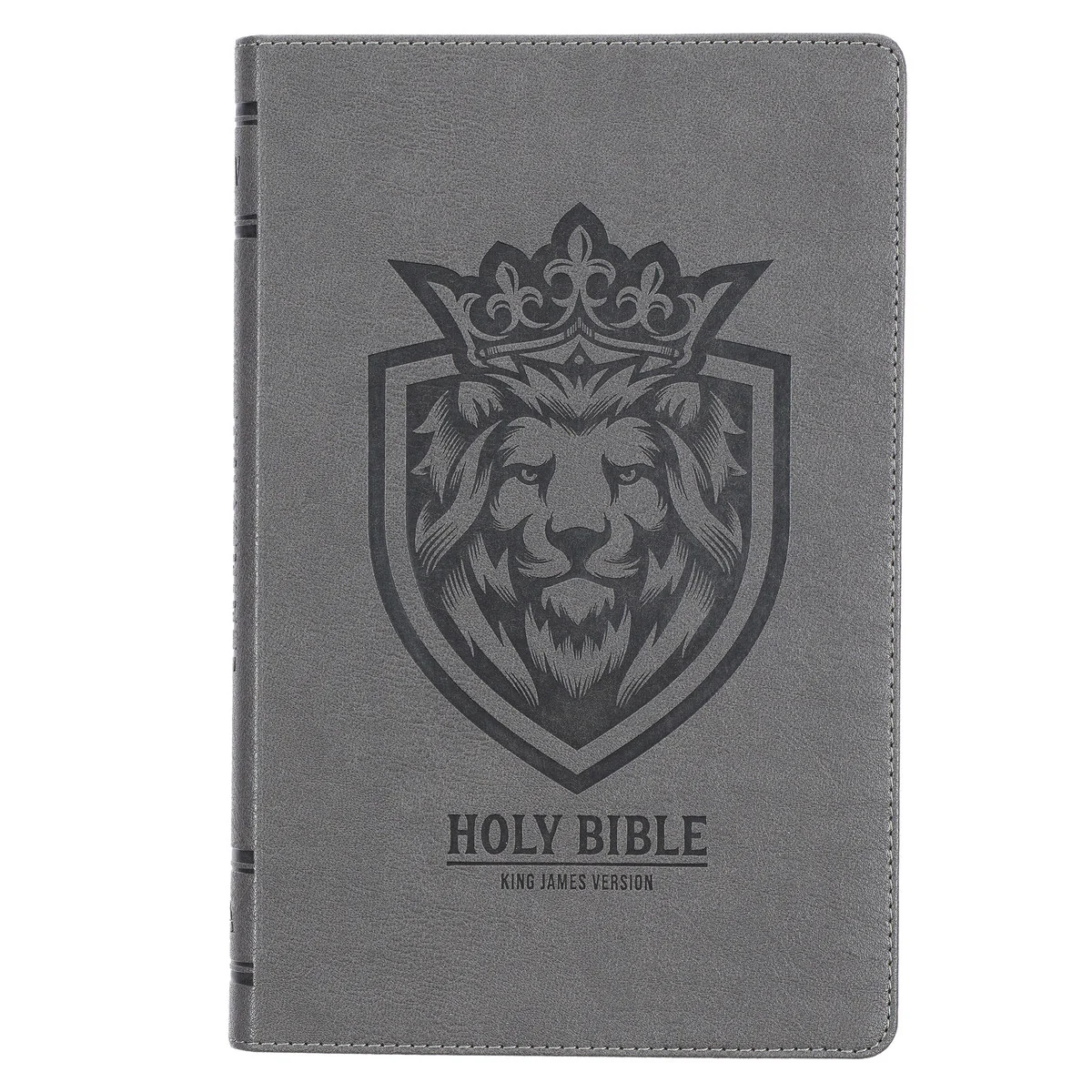 KJV Charcoal Gray Lion Faux Leather Gift Bible KJV234