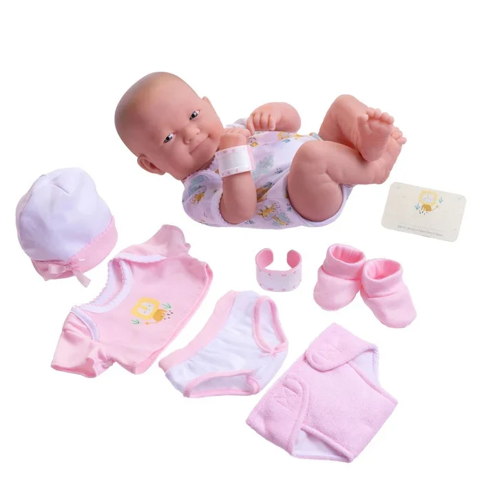 La Newborn Nursery 8 piece Layette Pink Baby Doll Gift Set 14 inch Lifelike Smiling Doll 18543 A & B - Image 3