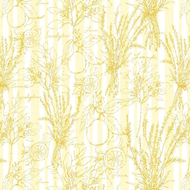 Lavender Lemonade Collection Toile Stripe Cotton Fabric 39885