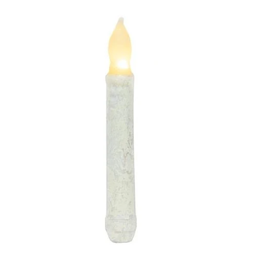 LED Rustic White Taper Candle with Timer G84736 - Image 2