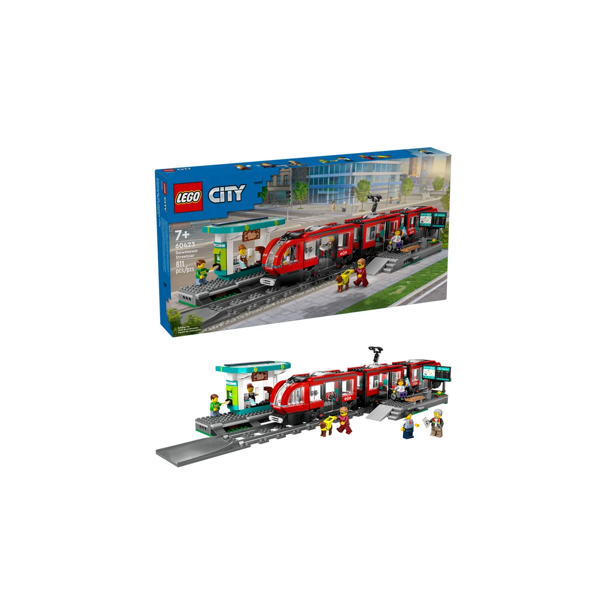 LEGO City Downtown Streetcar and Station Toy Set 60423 - Image 4