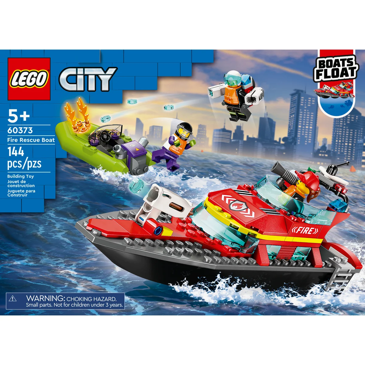 LEGO City Fire Rescue Boat Building Toy Set (144 Pieces) 60373