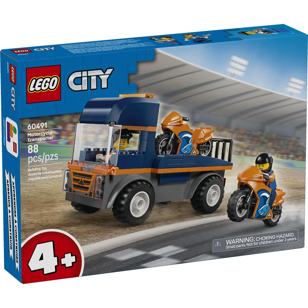 LEGO City Motorcycle Transporter Toy and 2 Minifigures 60491 - Image 2