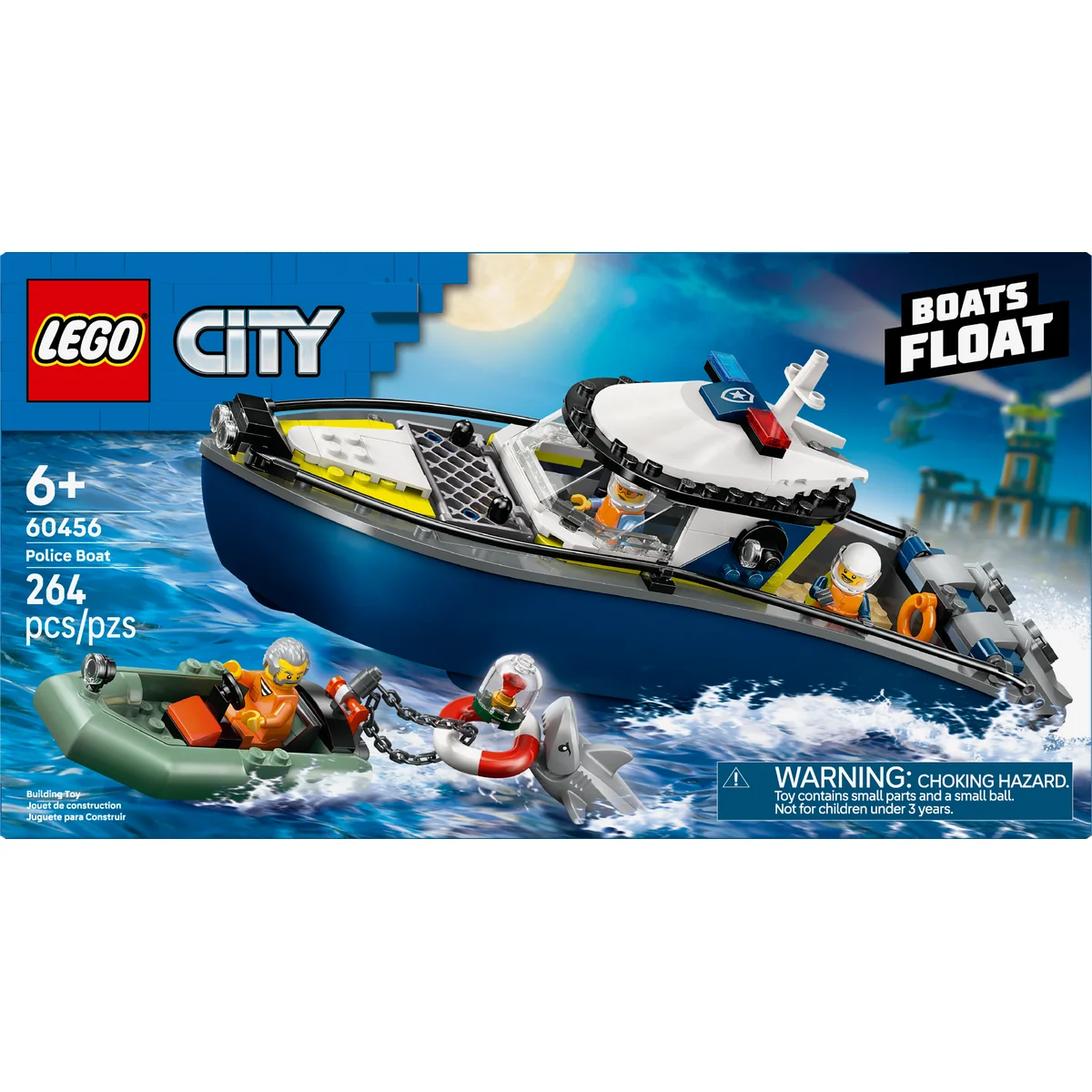 LEGO City Police Boat Chase Toy with a Floatable Speedboat and Dinghy 60456