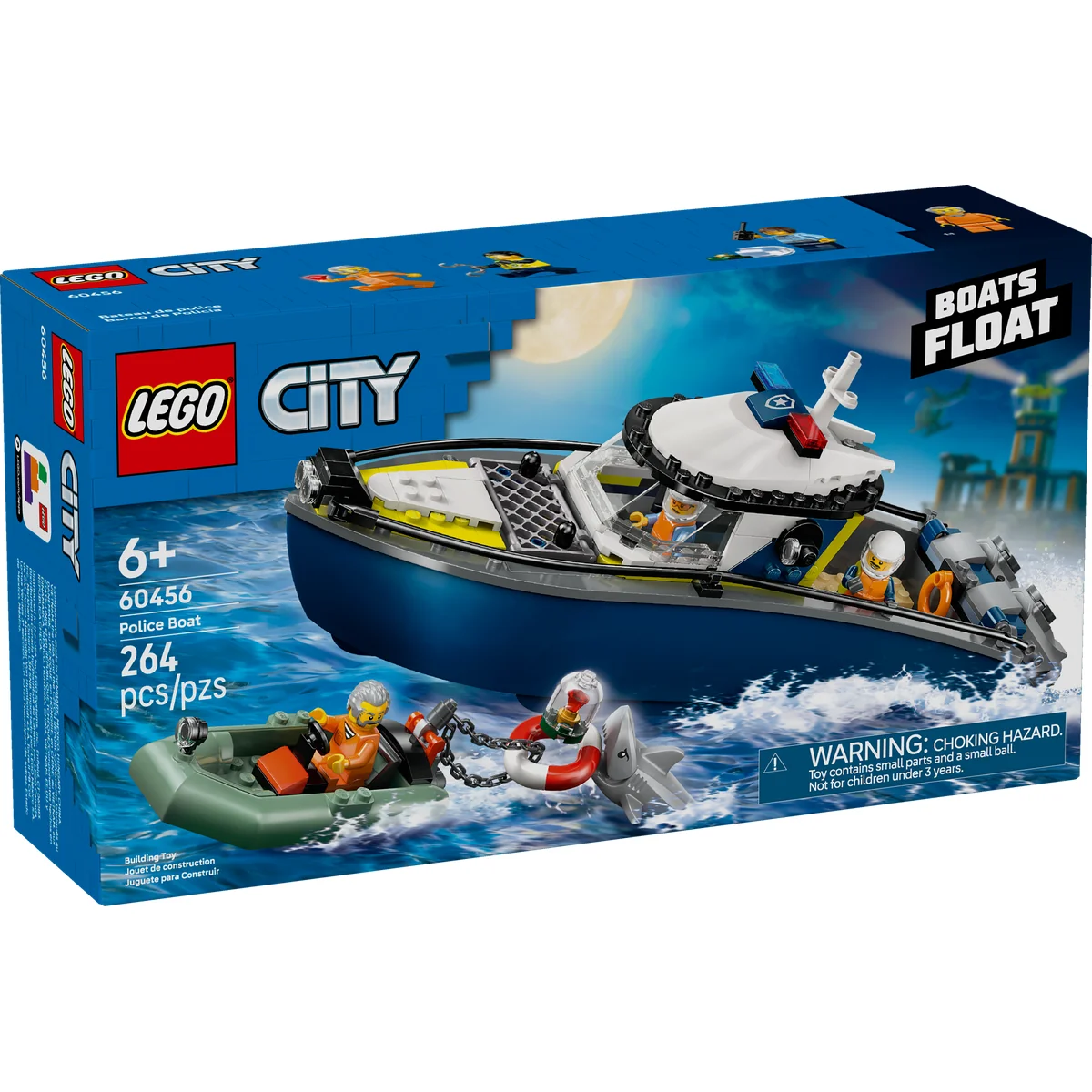 LEGO City Police Boat Chase Toy with a Floatable Speedboat and Dinghy 60456 - Image 2
