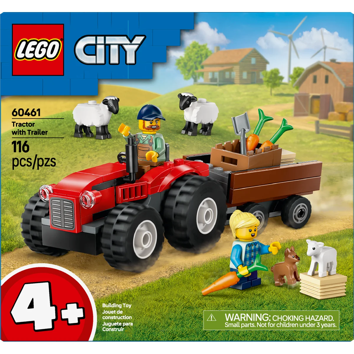 LEGO City Red Farm Tractor with Trailer & Sheep 60461