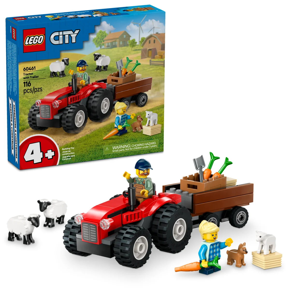 LEGO City Red Farm Tractor with Trailer & Sheep 60461 - Image 4