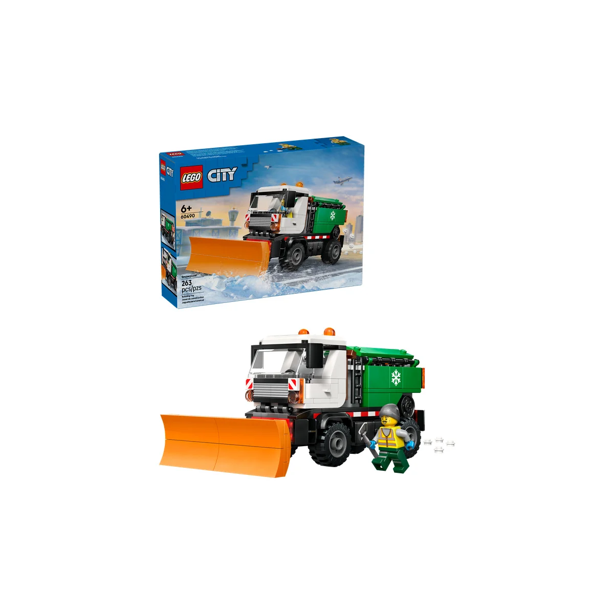 LEGO City Snowplow Truck Toy Vehicle with Minifigure 60490 - Image 4