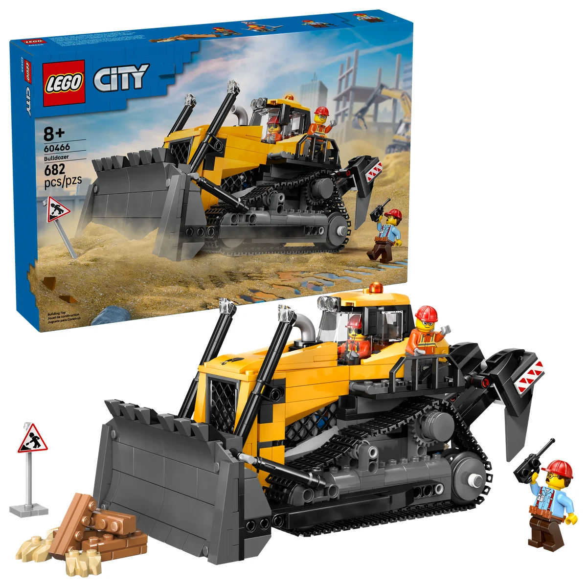 LEGO City Yellow Bulldozer Construction Site Building Toy Playset 60466 - Image 4