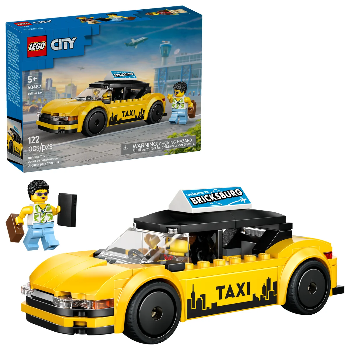 LEGO City Yellow Taxi - Model Car Kit with 2 Minifigures 60487 - Image 4