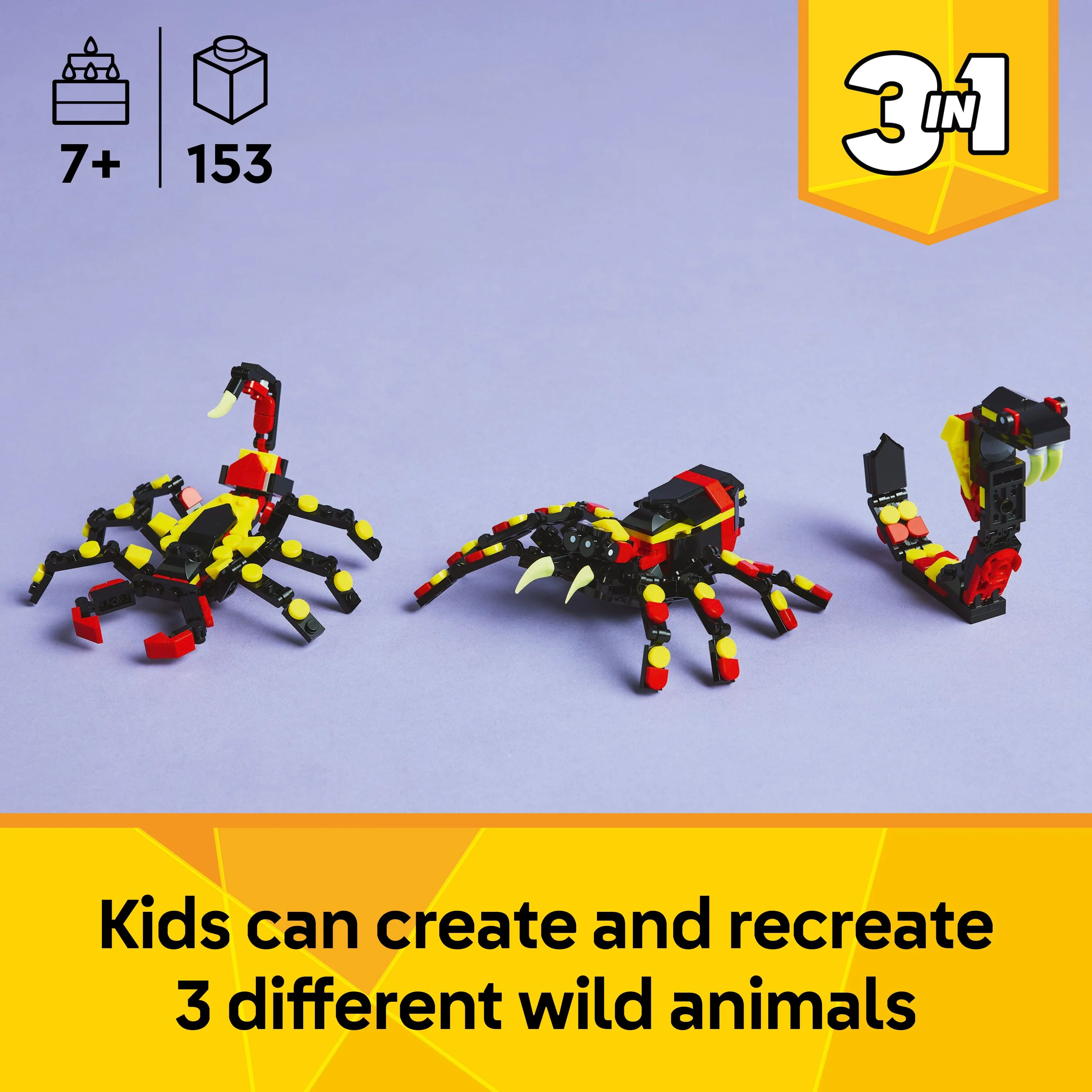 LEGO Creator 3 in 1 Wild Animals Surprising Spider Building Toy 31159 - Image 5