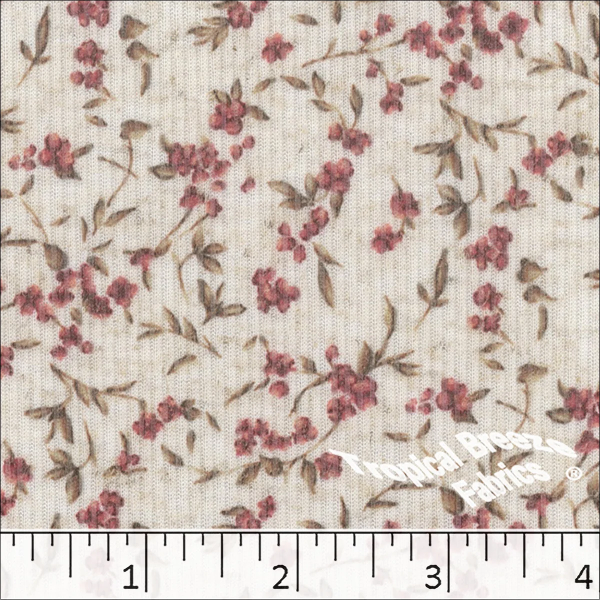 Linen Rib Knit Tiny Floral Print Fabric 573617 - Image 3