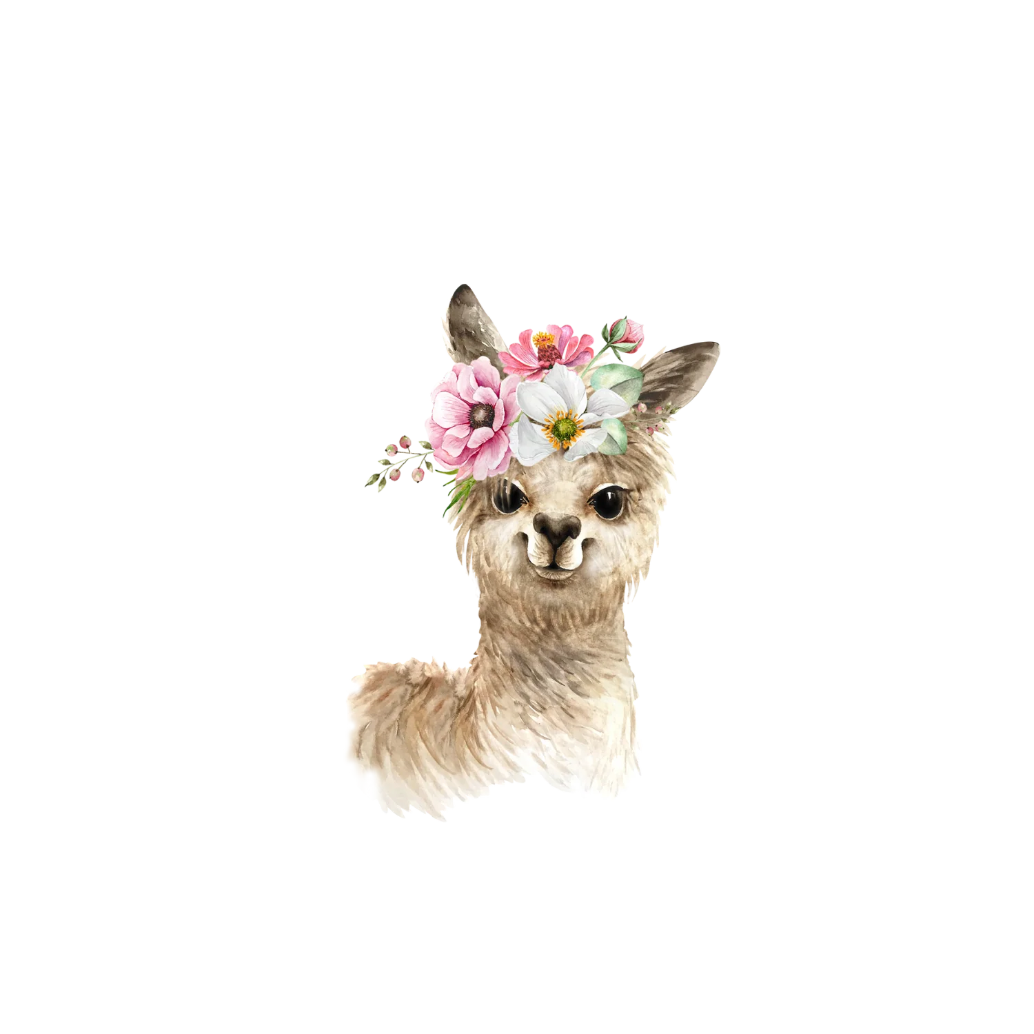 Llama Wearing Flowers Sticker S016