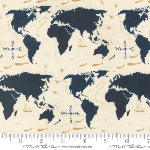 Longshore Collection World Map Cotton Fabric 24611