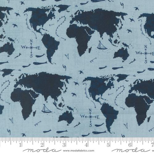 Longshore Collection World Map Cotton Fabric 24611 - Image 2