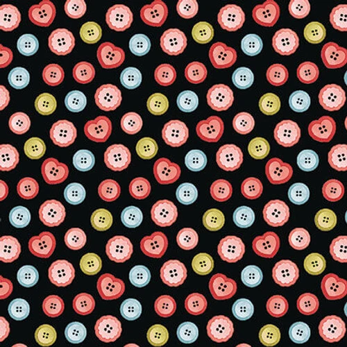 Love You Sew Collection Tossed Buttons Cotton Fabric 6617-98