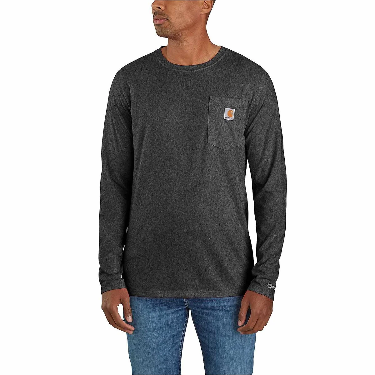 Men's Big and Tall Carhartt Force Relaxed Fit Midweight Pocket Long Sleeve T-Shirt 106656 - Image 2