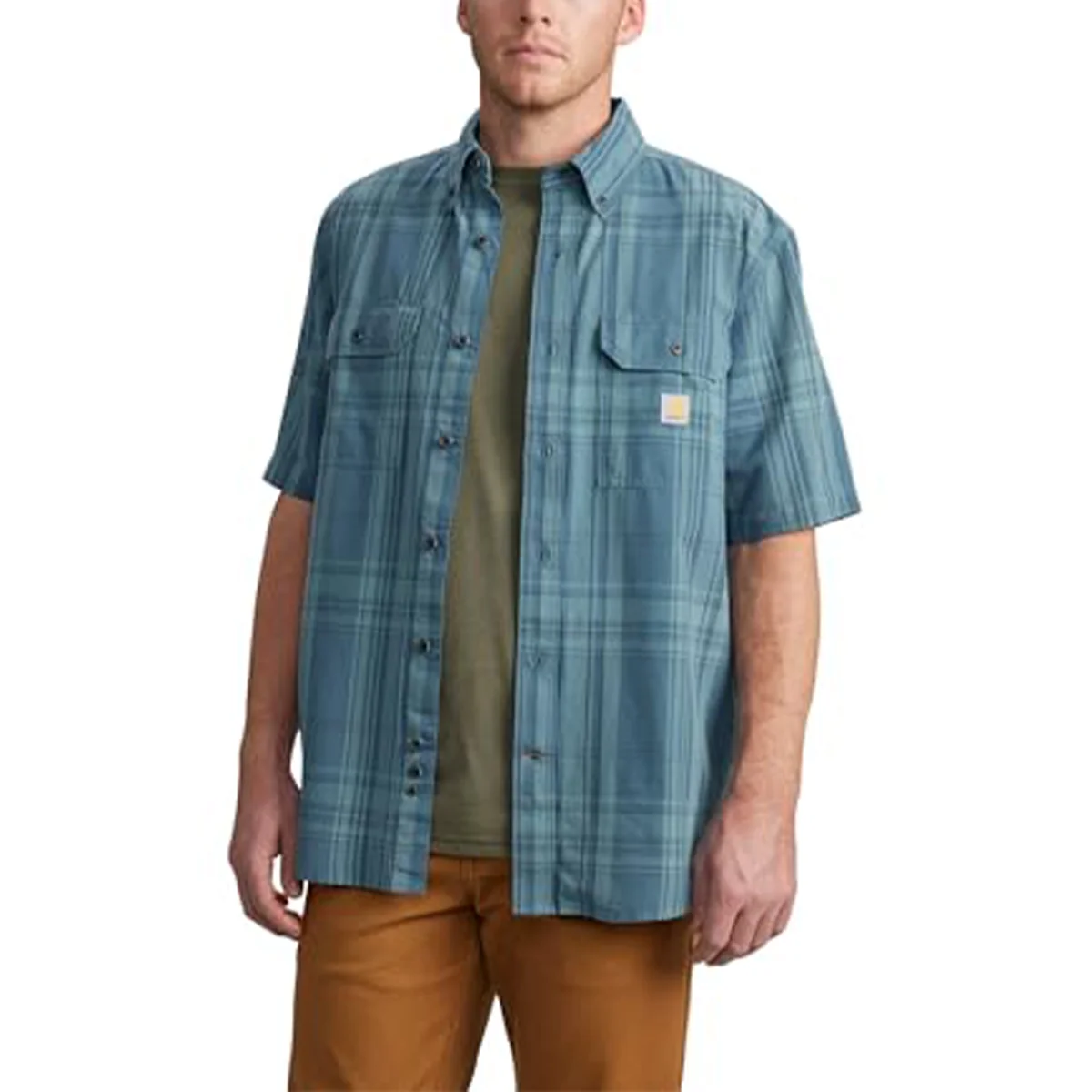 Men's Loose Fit Short-Sleeve Plaid Shirt 106746 - Image 2