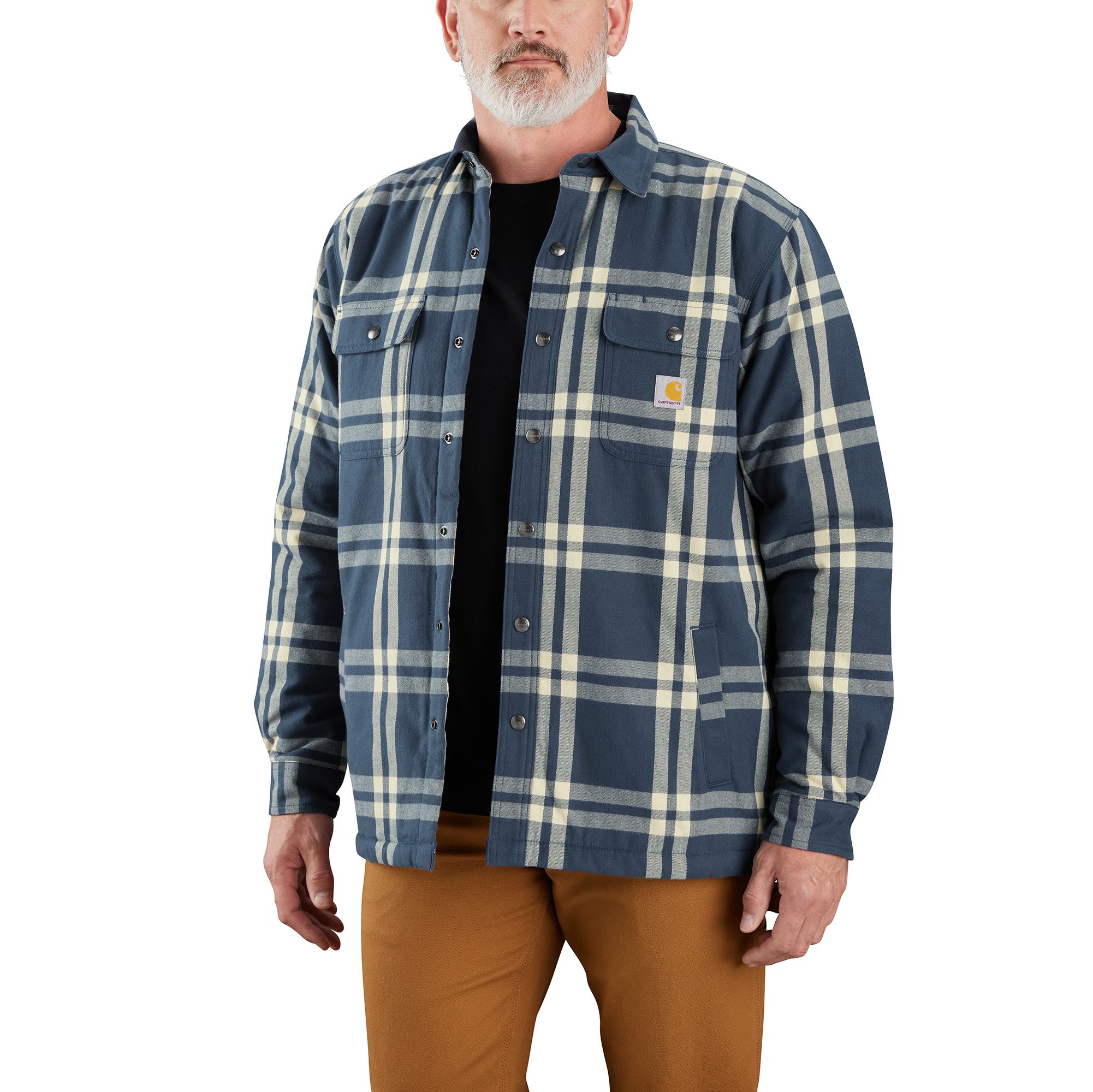 Men's Relaxed Fit Flannel Sherpa-Lined Shirt Jacket 106354 - Image 2