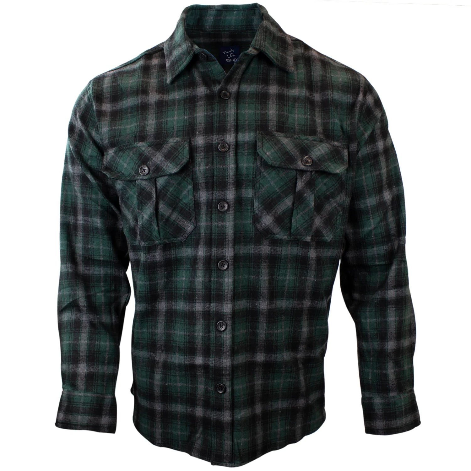 Men's Relaxed Fit Plaid Flannel Shirt P114 - Image 3