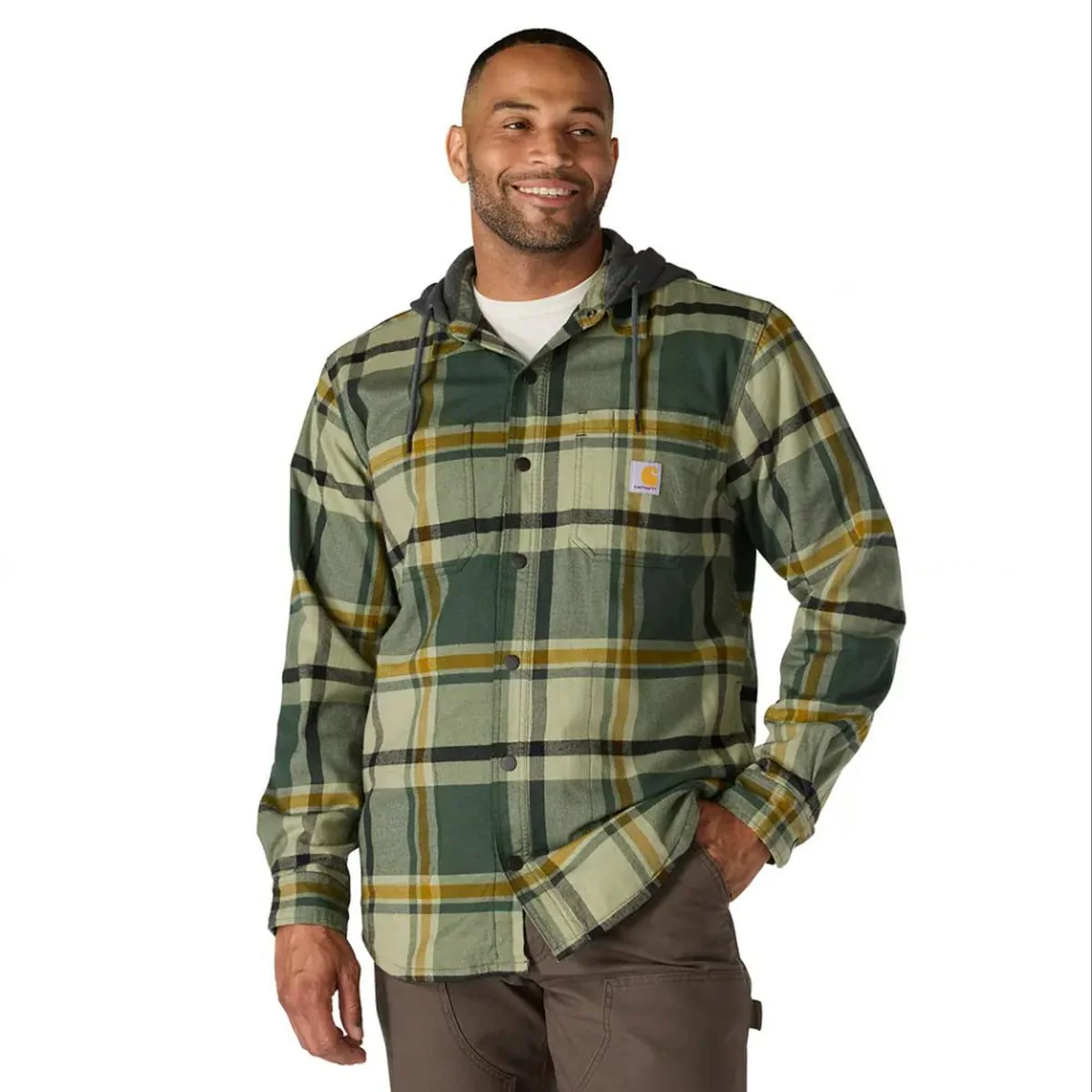 Men's Rugged Flex Fleece Lined Hooded Shirt Jac 107011 - Image 3