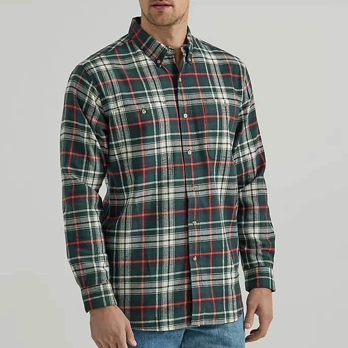 Men's Rugged Wear Long-Sleeve Flannel Plaid Button-Down Shirt 233038 - Image 3