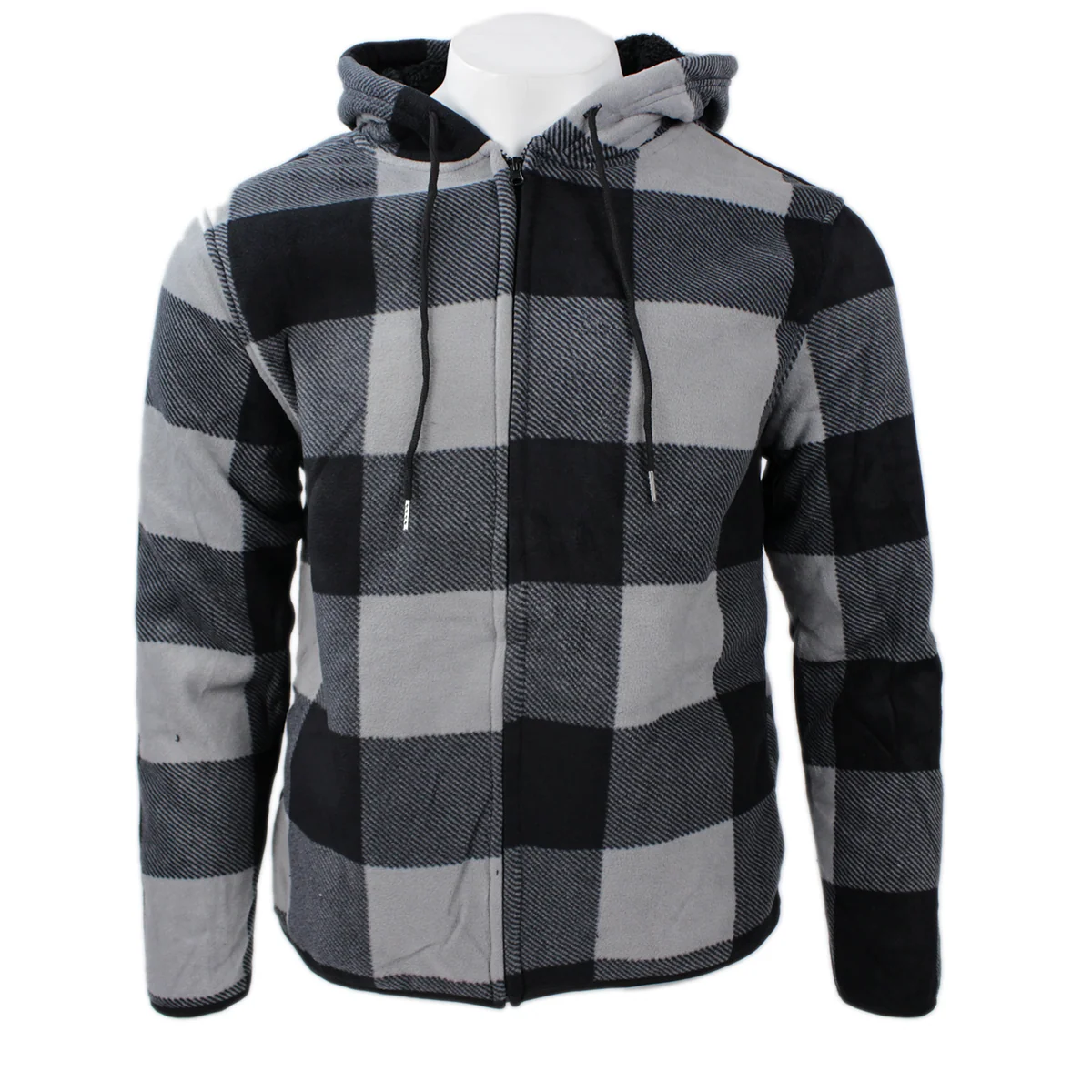 Men's Sherpa-Lined Buffalo Plaid Hooded Fleece Jacket CO2397HF