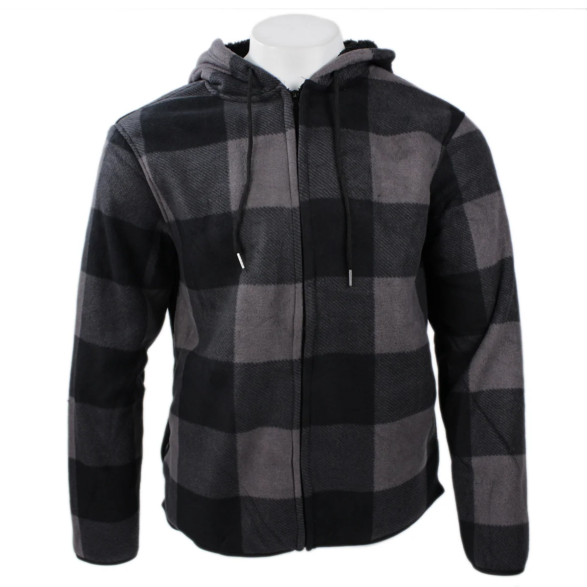 Men's Sherpa-Lined Buffalo Plaid Hooded Fleece Jacket CO2397HF - Image 2