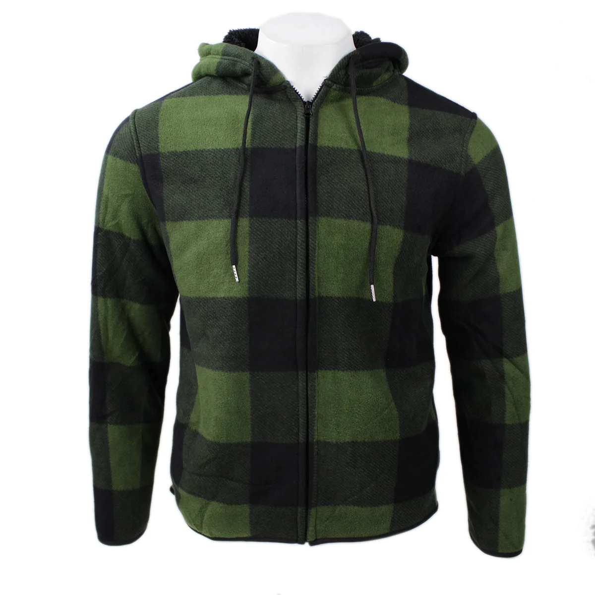 Men's Sherpa-Lined Buffalo Plaid Hooded Fleece Jacket CO2397HF - Image 6