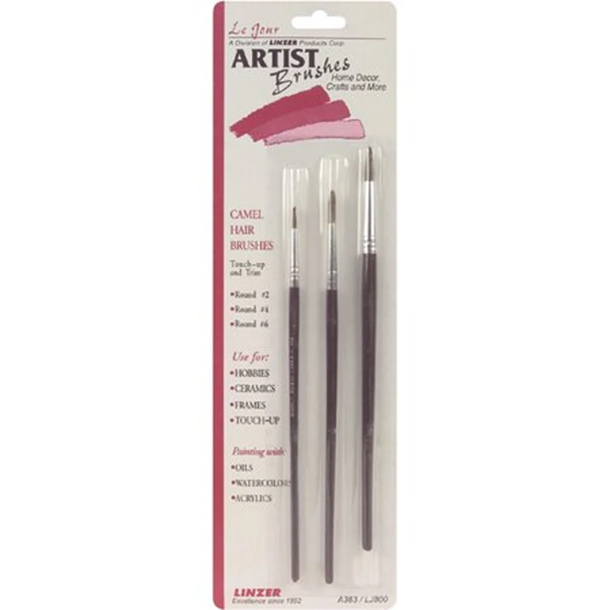 No. 2, 4, 6 Professional Grade Brush Set Camel Hair 3 Piece
