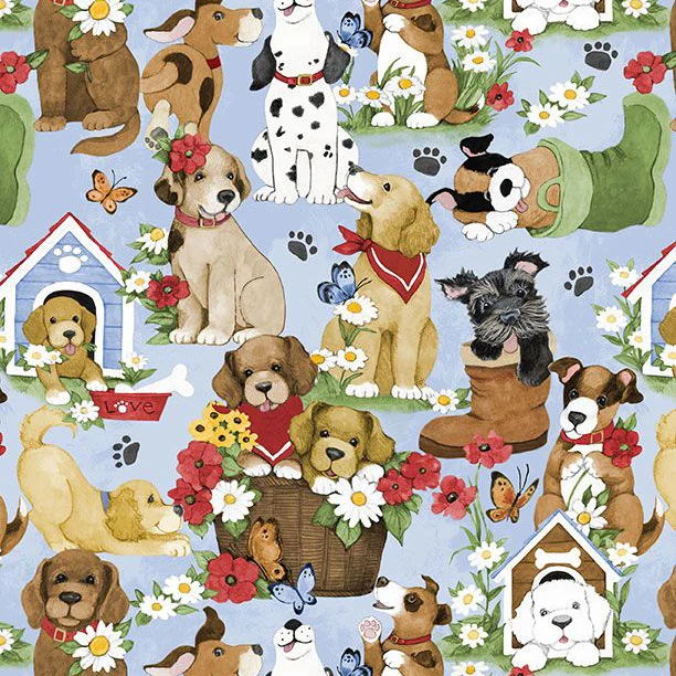 Paws at Play Collection Packed Puppies Cotton Fabric 39918 - Image 2