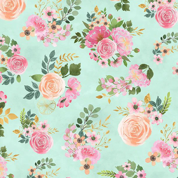 Peony Blossoms Collection Bouquet Toss Cotton Fabric 34712 - Image 2