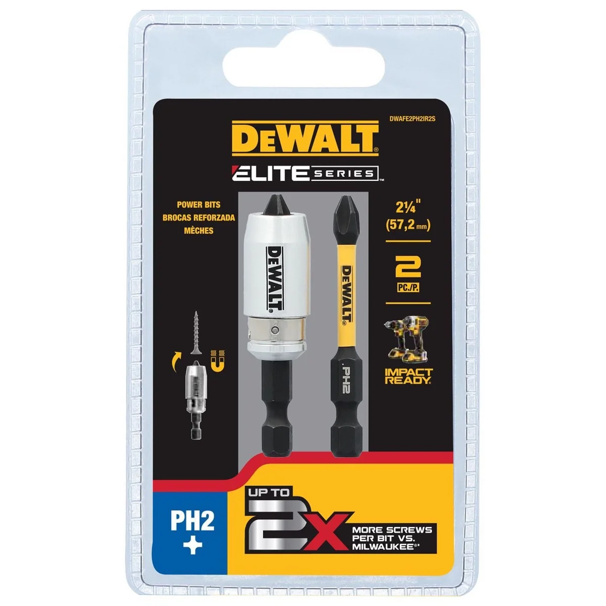 Phillips 2-1/4 in. L #2 Screwdriver Bit Steel 3 Pc