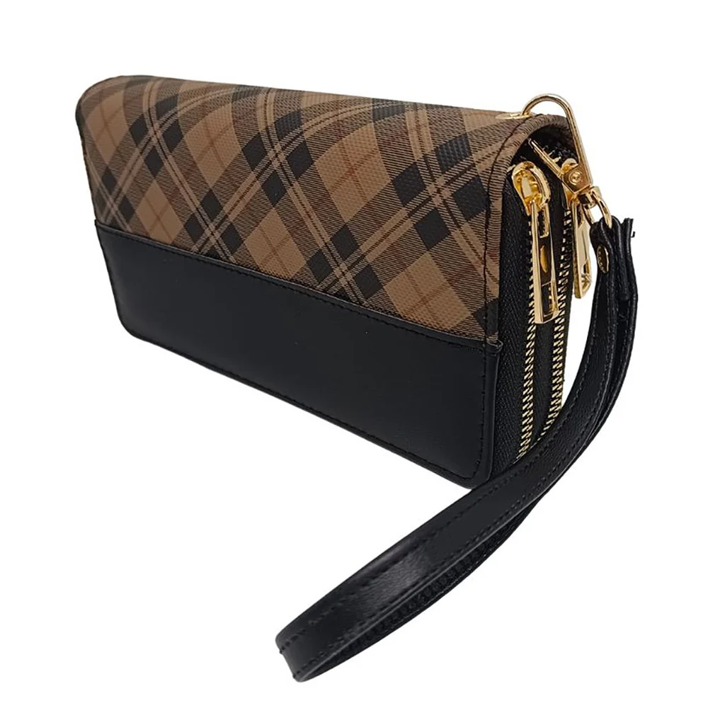 Plaid Double Zipper Wallet WL795 - Image 2